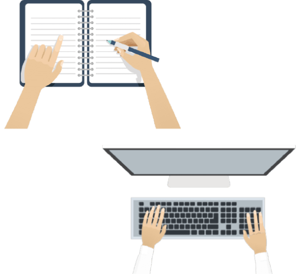 手書きとタイピング